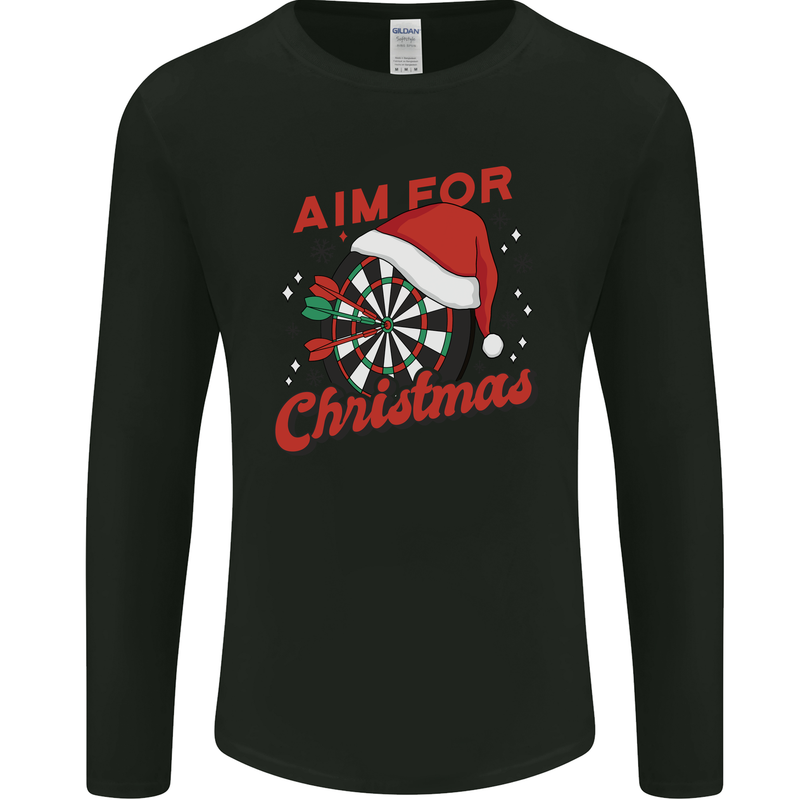 Darts Aim for Christmas Funny Xmas Mens Long Sleeve T-Shirt Black