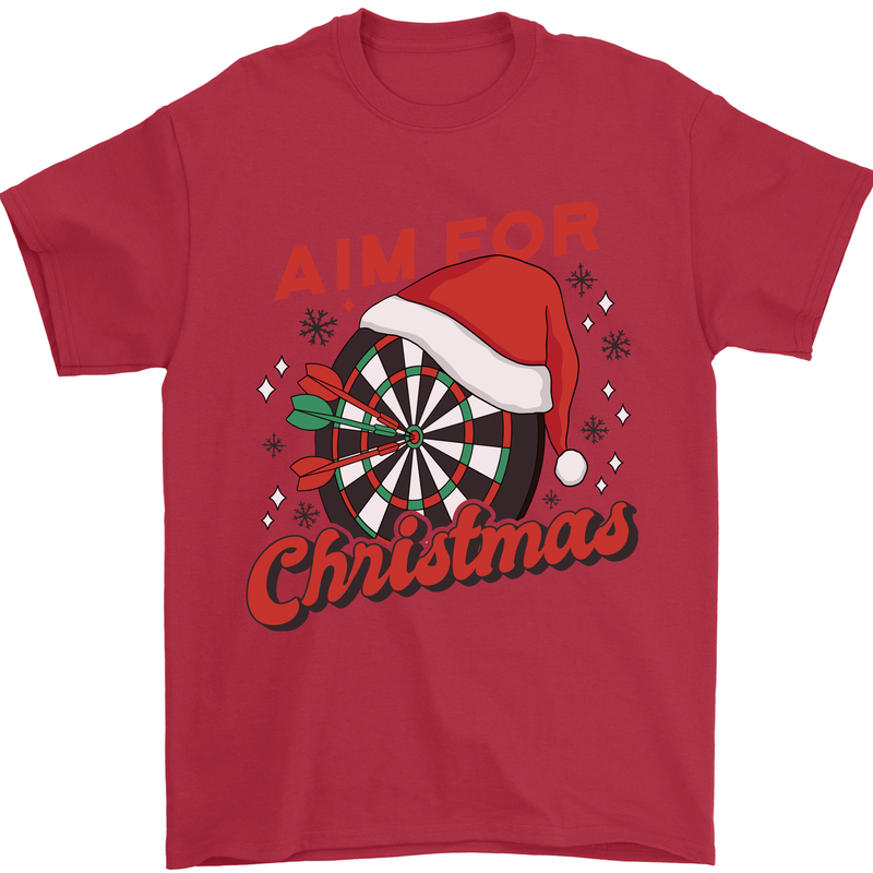 Darts Aim for Christmas Funny Xmas Mens T-Shirt 100% Cotton Red