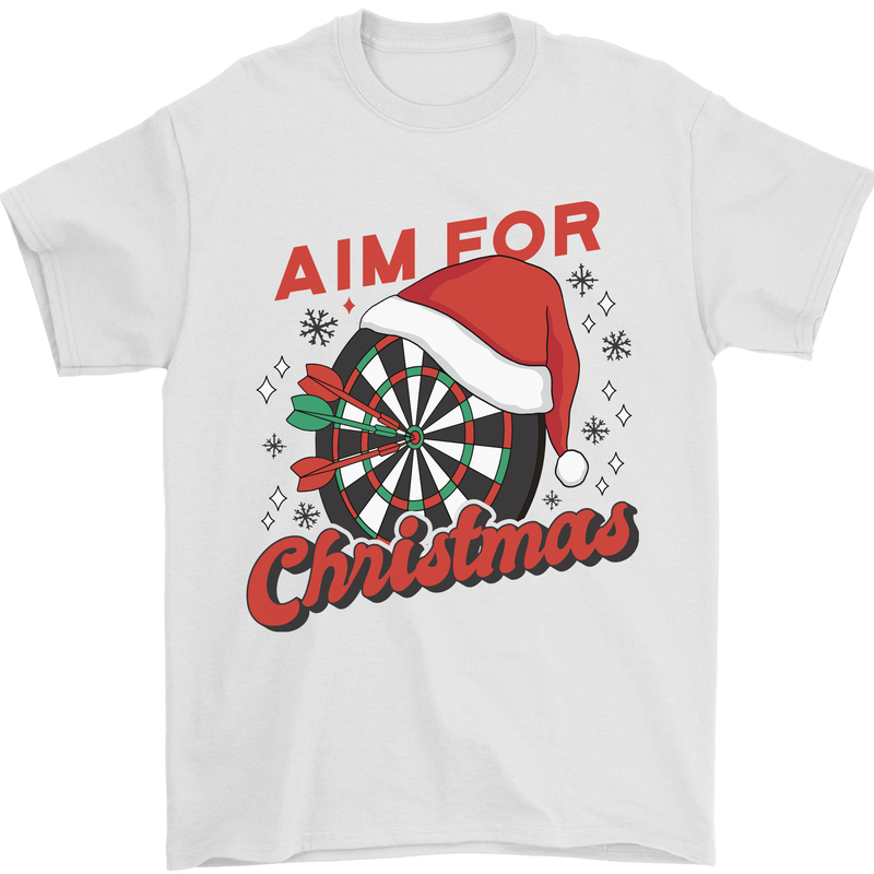 Darts Aim for Christmas Funny Xmas Mens T-Shirt 100% Cotton White
