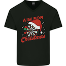 Darts Aim for Christmas Funny Xmas Mens V-Neck Cotton T-Shirt Black