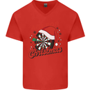 Darts Aim for Christmas Funny Xmas Mens V-Neck Cotton T-Shirt Red