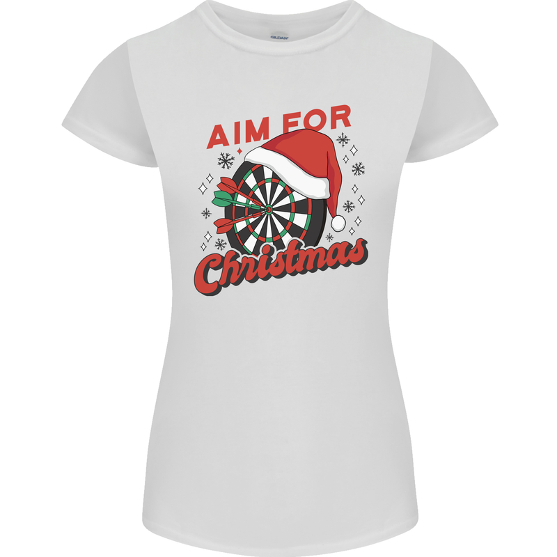 Darts Aim for Christmas Funny Xmas Womens Petite Cut T-Shirt White