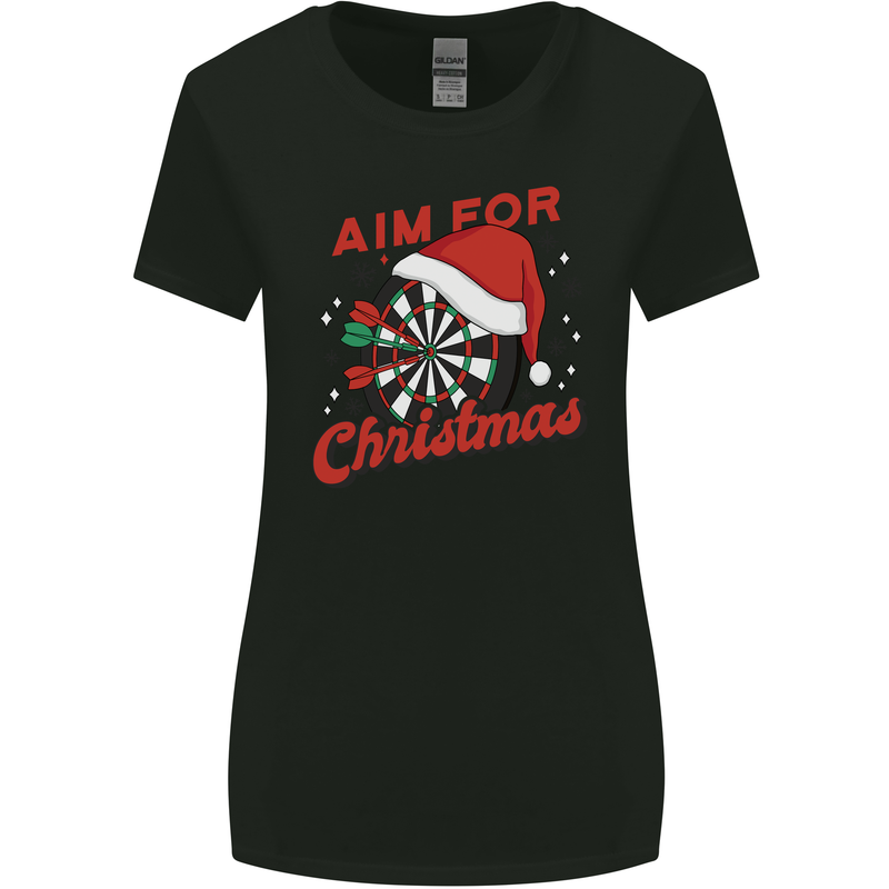 Darts Aim for Christmas Funny Xmas Womens Wider Cut T-Shirt Black