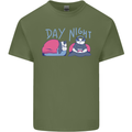 Day Night Gaming Panda Gamer Video Games Mens Cotton T-Shirt Tee Top Military Green