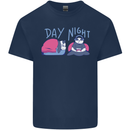 Day Night Gaming Panda Gamer Video Games Mens Cotton T-Shirt Tee Top Navy Blue
