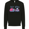 Day Night Gaming Panda Gamer Video Games Mens Sweatshirt Jumper Black