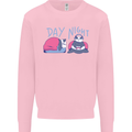 Day Night Gaming Panda Gamer Video Games Mens Sweatshirt Jumper Light Pink