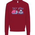 Day Night Gaming Panda Gamer Video Games Mens Sweatshirt Jumper Red