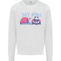 Day Night Gaming Panda Gamer Video Games Mens Sweatshirt Jumper White