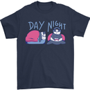 Day Night Gaming Panda Gamer Video Games Mens T-Shirt 100% Cotton Navy Blue