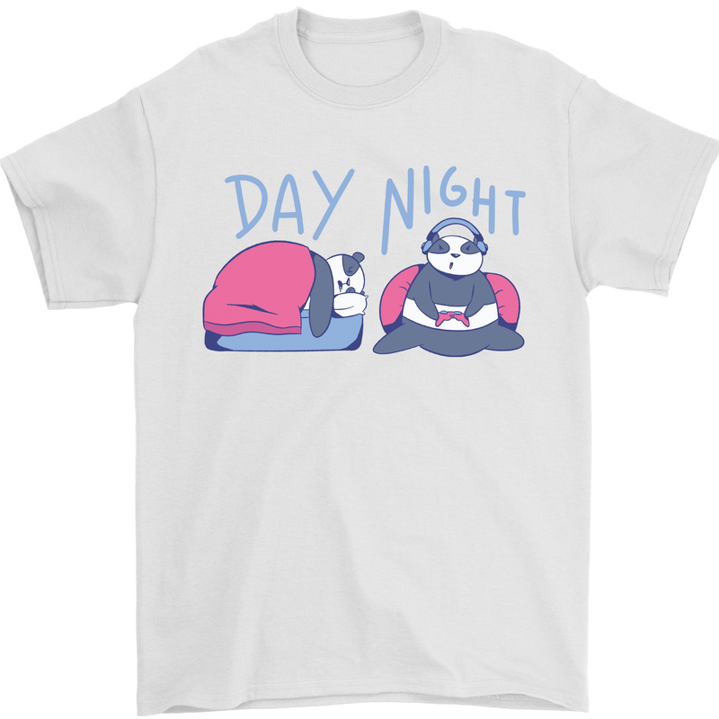 Day Night Gaming Panda Gamer Video Games Mens T-Shirt 100% Cotton White