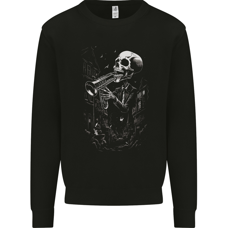 Day of the Dead Skeleton Trumpet Skull DOTD Mens Sweatshirt Jumper Black