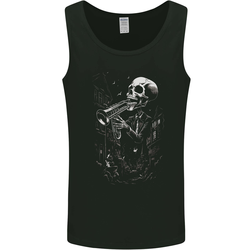 Day of the Dead Skeleton Trumpet Skull DOTD Mens Vest Tank Top Black