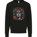 Day of the Dead Sugar Skull Girl Santa Muerte Mens Sweatshirt Jumper Black