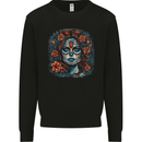 Day of the Dead Sugar Skull Girl Santa Muerte Mens Sweatshirt Jumper Black