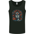 Day of the Dead Sugar Skull Girl Santa Muerte Mens Vest Tank Top Black