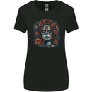 Day of the Dead Sugar Skull Girl Santa Muerte Womens Wider Cut T-Shirt Black