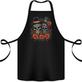 Day of the Dead Sugar Skull Love Couple Cotton Apron 100% Organic Black
