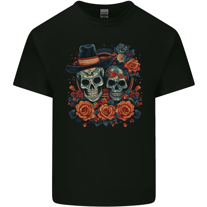 Day of the Dead Sugar Skull Love Couple Kids T-Shirt Childrens Black