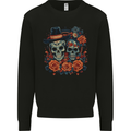 Day of the Dead Sugar Skull Love Couple Mens Sweatshirt Jumper Black