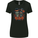 Day of the Dead Sugar Skull Love Couple Womens Wider Cut T-Shirt Black
