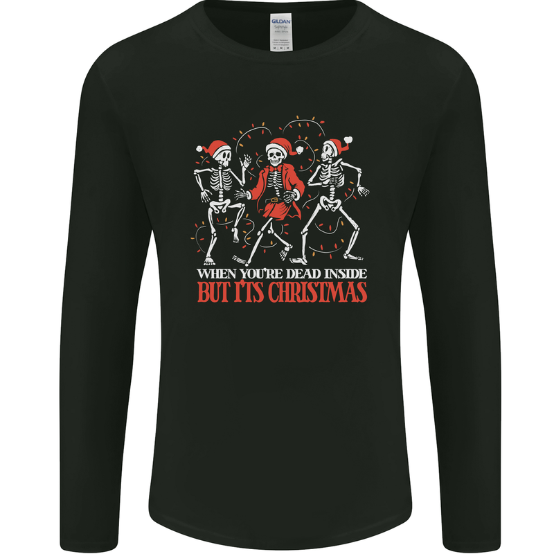 Dead Inside But Its Christmas Anti Xmas Mens Long Sleeve T-Shirt Black