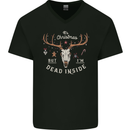 Dead Inside Christmas Hunting Hunter Xmas Mens V-Neck Cotton T-Shirt Black