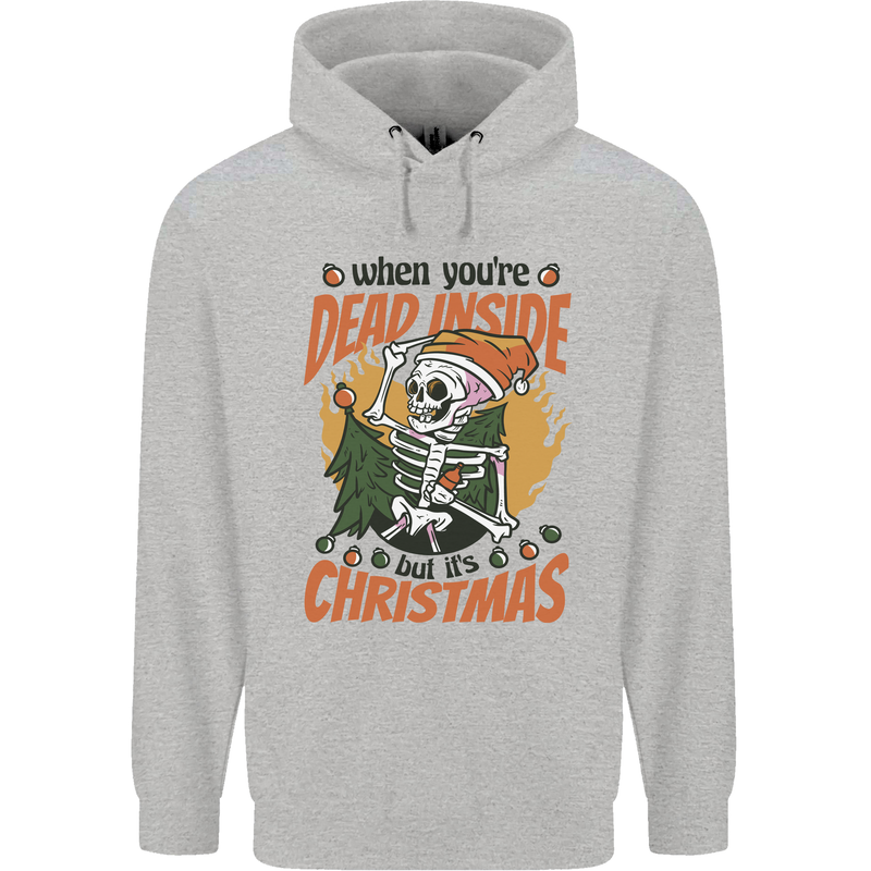 Dead Inside at Christmas Xmas Skull Childrens Kids Hoodie Sports Grey