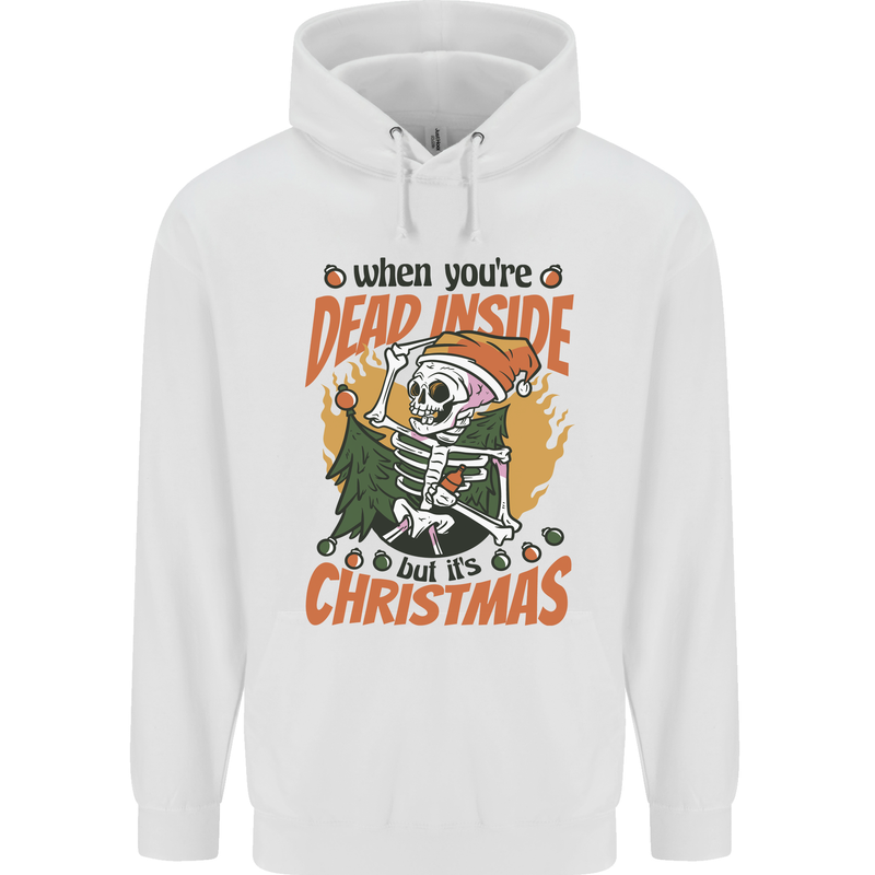 Dead Inside at Christmas Xmas Skull Childrens Kids Hoodie White