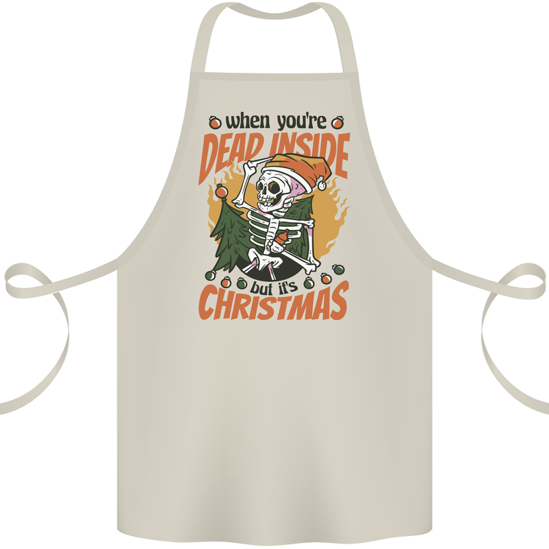 Dead Inside at Christmas Xmas Skull Cotton Apron 100% Organic Natural