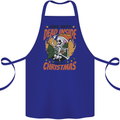 Dead Inside at Christmas Xmas Skull Cotton Apron 100% Organic Royal Blue