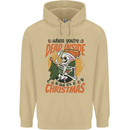 Dead Inside at Christmas Xmas Skull Mens 80% Cotton Hoodie Sand