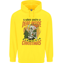 Dead Inside at Christmas Xmas Skull Mens 80% Cotton Hoodie Yellow
