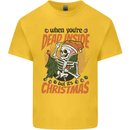 Dead Inside at Christmas Xmas Skull Mens Cotton T-Shirt Tee Top Yellow