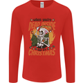 Dead Inside at Christmas Xmas Skull Mens Long Sleeve T-Shirt Red