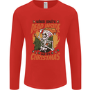 Dead Inside at Christmas Xmas Skull Mens Long Sleeve T-Shirt Red