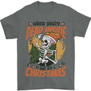 Dead Inside at Christmas Xmas Skull Mens T-Shirt 100% Cotton Charcoal