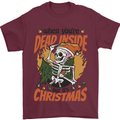 Dead Inside at Christmas Xmas Skull Mens T-Shirt 100% Cotton Maroon
