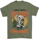 Dead Inside at Christmas Xmas Skull Mens T-Shirt 100% Cotton Military Green