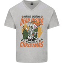 Dead Inside at Christmas Xmas Skull Mens V-Neck Cotton T-Shirt Sports Grey
