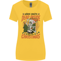 Dead Inside at Christmas Xmas Skull Womens Wider Cut T-Shirt Yellow