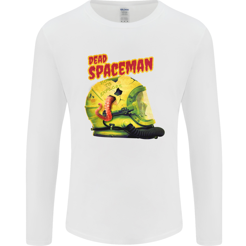 Dead Spaceman Astronaut Helmet Alien Mens Long Sleeve T-Shirt White