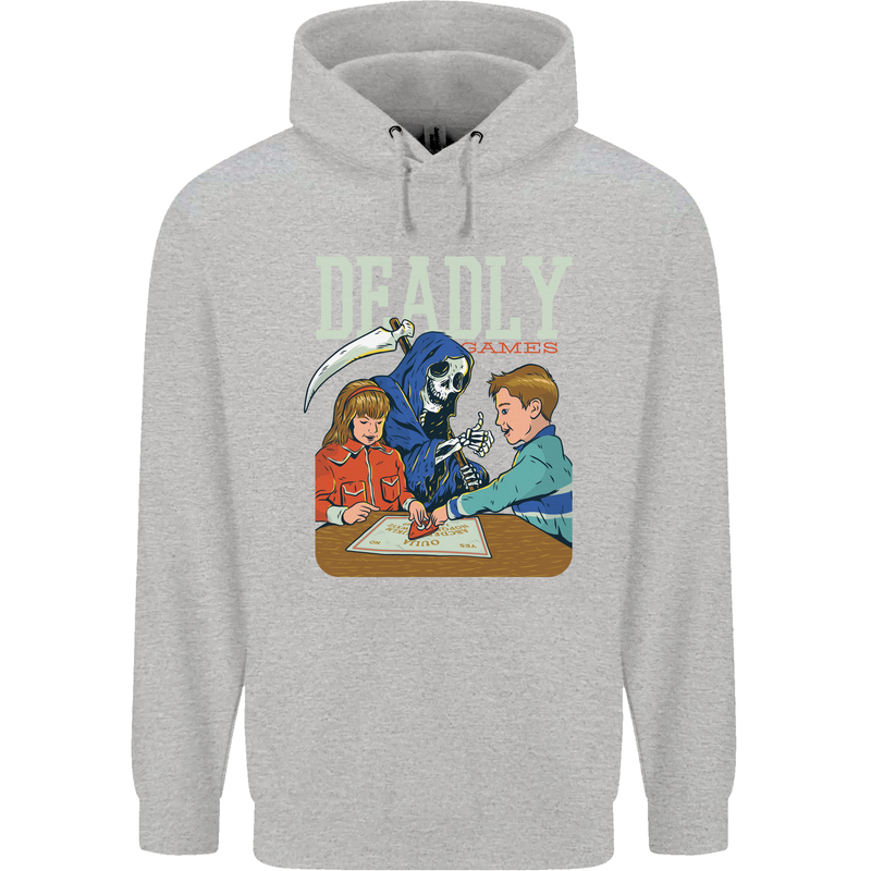 Deadly Games For Kids Grim Reaper Ouija Board Childrens Kids Hoodie Sports Grey