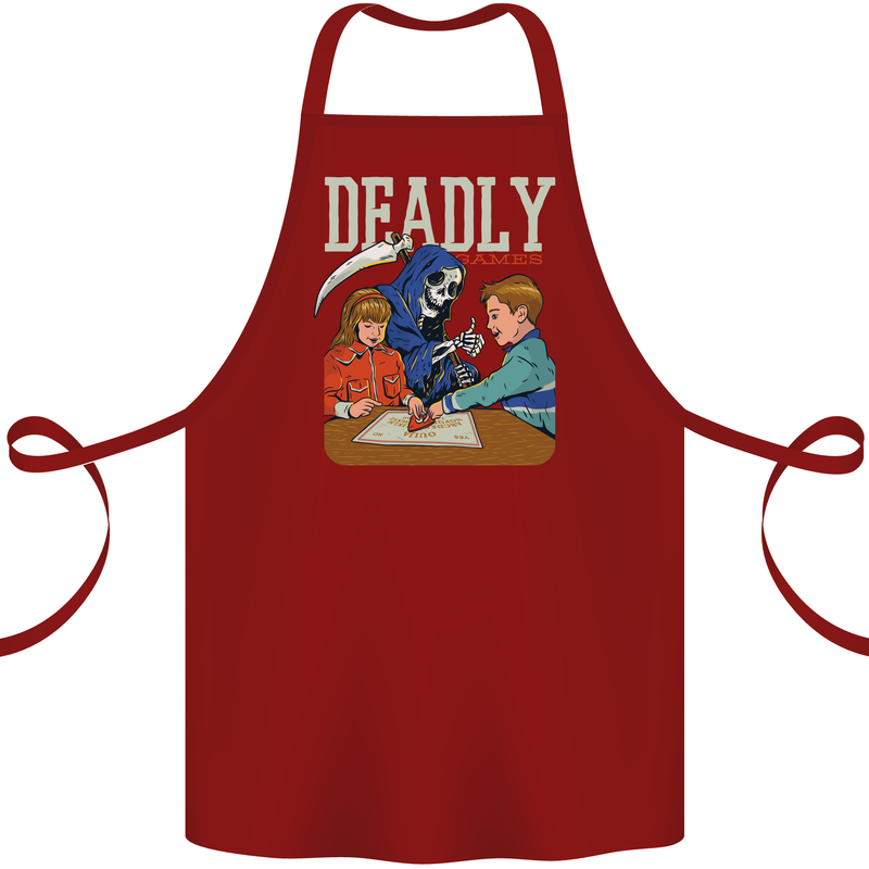 Deadly Games For Kids Grim Reaper Ouija Board Cotton Apron 100% Organic Maroon