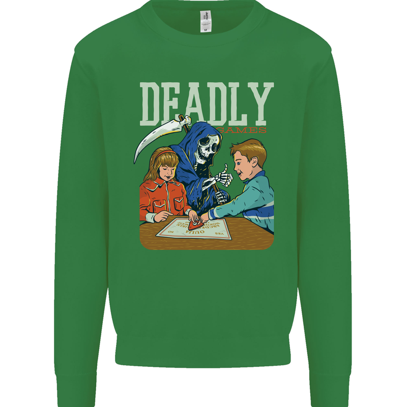 Deadly Games For Kids Grim Reaper Ouija Board Kids Sweatshirt Jumper Irish Green