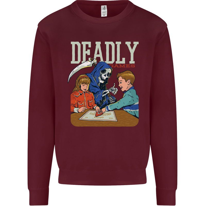 Deadly Games For Kids Grim Reaper Ouija Board Kids Sweatshirt Jumper Maroon