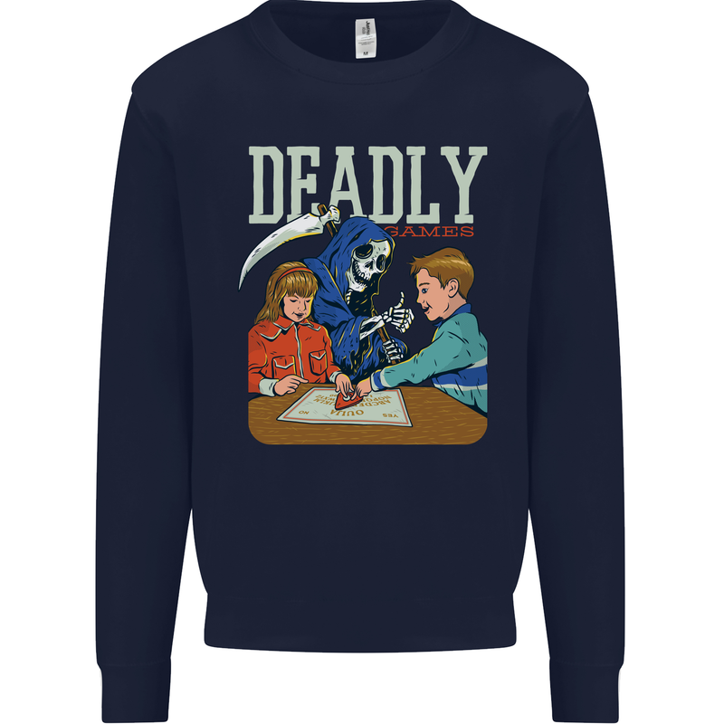 Deadly Games For Kids Grim Reaper Ouija Board Kids Sweatshirt Jumper Navy Blue