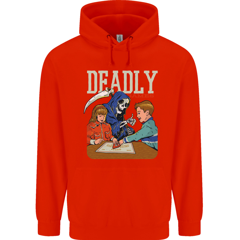 Deadly Games For Kids Grim Reaper Ouija Board Mens 80% Cotton Hoodie Bright Red