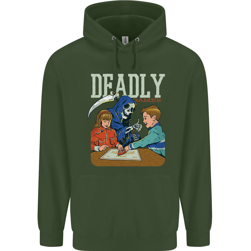 Deadly Games For Kids Grim Reaper Ouija Board Mens 80% Cotton Hoodie Forest Green