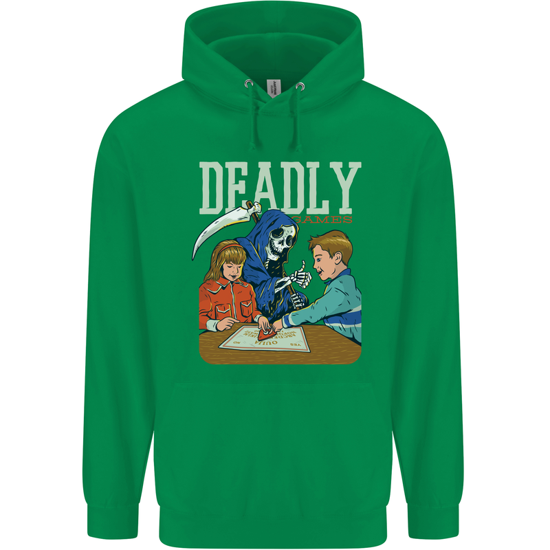 Deadly Games For Kids Grim Reaper Ouija Board Mens 80% Cotton Hoodie Irish Green
